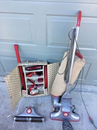 Vintage Kirby Upright Vacuum Cleaner Model 519 Usa - W/ Accessories Box