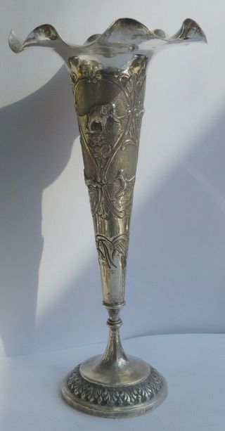 Fine Antique Asian/indian Silver Trumpet Vase