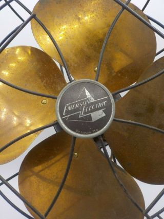 Vintage 1937 Emerson Electric Fan 6250 D Brass Blades Polishing Needed 3