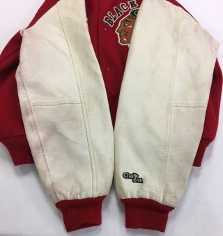 Vintage Chicago Blackhawks Chalk Line NHL Wool Leather Bomber Jacket Size XL 5