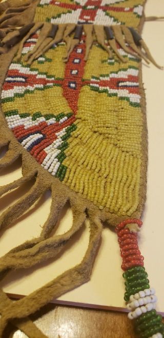 Vintage Antique Circa 1890 - 1930 Sioux Indian Beaded Knife Sheath 4