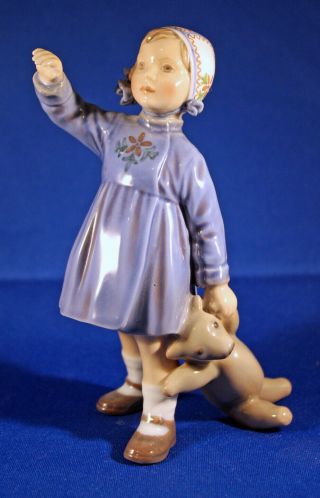 Vintage Dahl Jensen Girl With Teddy Bear 1152 Fine Porcelain Figurine