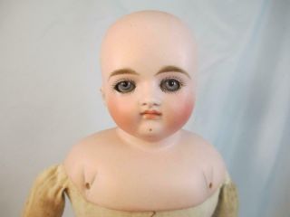 Antique German Bisque Kestner Doll Turned Shoulderhead Closed Mouth Bisque Arms 5