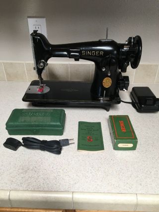 Vintage Singer 201 Sewing Machine With Attachments