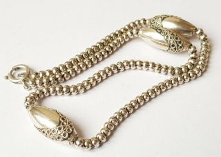 Antique Victorian Sterling Silver Fancy Link Chain Necklace