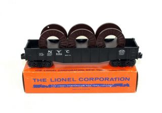 Postwar Lionel 6062 Nyc Gondola W/rare Brown Cable Reels & Ob