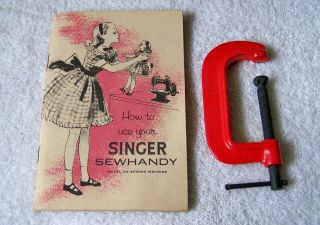 Vtg SINGER No.  20 SEWHANDY Child Sized Red Sewing Machine w/Box & Instructions 10