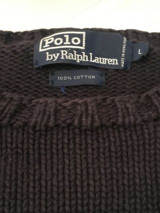 VTG Polo Ralph Lauren Men’s Sz Large Flag Sweater Navy Blue Cotton 6