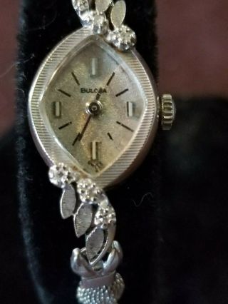 Bulova Ladies Vintage 14k Gold & Diamond Watch W/10k Rgp Band - 17 Jewel