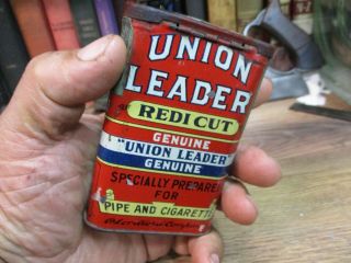 UNION LEADER TOBACCO TIN REDI CUT UPRIGHT VERTICAL POCKET CAN UNCLE SAM VINTAGE 5