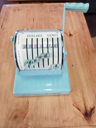 Vintage Paymaster X - 550 Check Writing Machine Chicago,  Il Turquoise