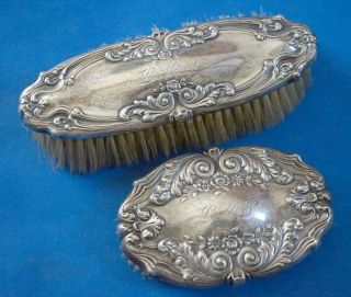 Antique TIFFANY & Co.  MAKERS C Sterling Silver Vanity Brushes 2