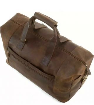 LEABAGS Dubai Buffalo Leather Duffle Bag In Vintage Style - Nutmeg. 3