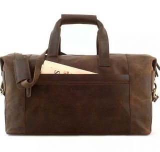 LEABAGS Dubai Buffalo Leather Duffle Bag In Vintage Style - Nutmeg. 5