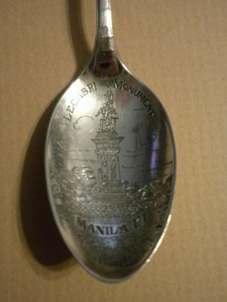 Philippine Sterling Silver Spoon Made by Watson,  Legaspi Monument,  Manila,  P.  I. 3