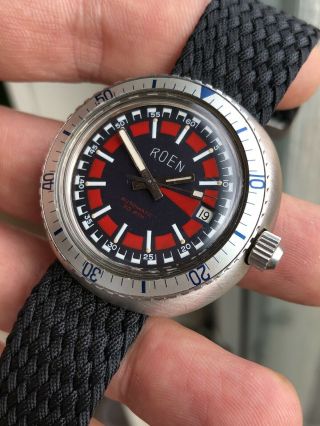 Vintage Roen Automatic Mens diver Watch ETA 2472 Steel 40mm Screwdown 12