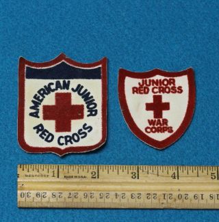 Vintage Ww2 Home Front American Junior Red Cross,  War Corps Cloth Badges
