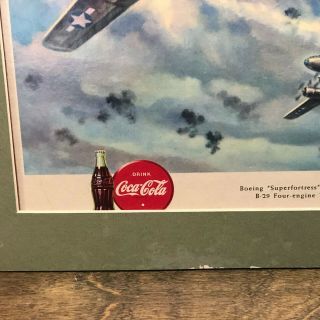 Vintage WWII COCA COLA US ARMY AIR FORCE B - 25 BOMBER AIRPLANE POSTER 3