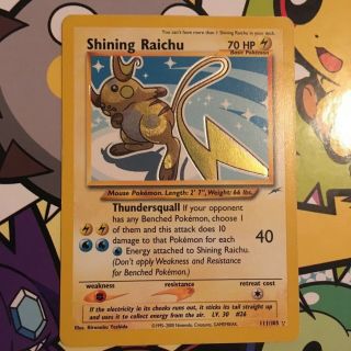 Pokemon Tcg Shining Raichu Card 111/105 - Neo Destiny - Secret Rare Nm Vintage