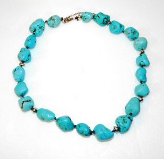 Vintage Turquoise Necklace 19 Inches Long South West Native American