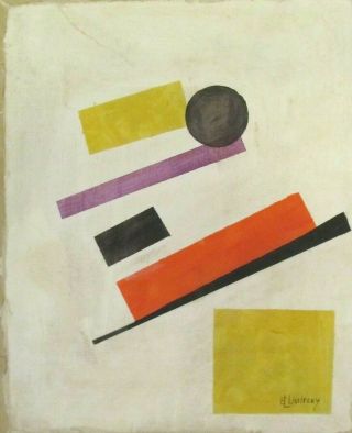 Vintage Abstract Oil On Canvas El Lissitzky Modern Art 20th Century