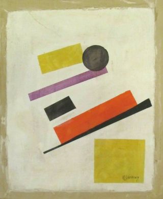 Vintage abstract oil on canvas El Lissitzky Modern art 20th century 2