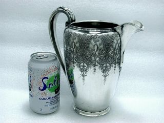 1921 Paisley Deco Ornate Embossed Wilcox Silver Water Sangria Pitcher 50 Oz.  Htf