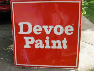 Devoe Paint Red Metal Advertising Sign Hardware Store Vintage