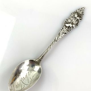 Floral Watson Mechanics Sterling Silver Souvenir Spoon Los Angeles Engraved