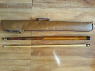 Vintage Hand Made Custom 2 Piece Pool Cue With Custom Inlays Maker Unknown