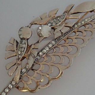 Vintage Marcel Boucher Sterling Silver Rhinestone Birds Of A Feather Brooch