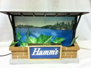 Hamm ' s beer sign vintage lighted back bar lake water scene planter light old MV7 2