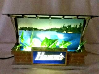 Hamm ' s beer sign vintage lighted back bar lake water scene planter light old MV7 3