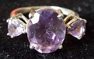 Sterling Silver Purple Amethyst Vintage Art Deco Antique Ring - Size P 1/2
