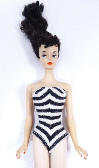 VHTF Vintage 3 Brunette Ponytail Barbie Doll 4