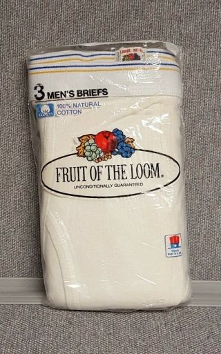 Vtg Nwt 1984 Fruit Of The Loom Briefs Mens 3 Pack Sz L 38 - 40 Made In Usa