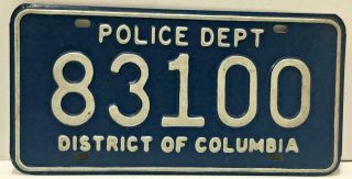 Vtg C1970 Police License Plate Washington Dc Metropolitan District Of Columbia