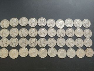 One Roll Of Vintage Washington Silver Quarters ($10 Face) 90 Silver