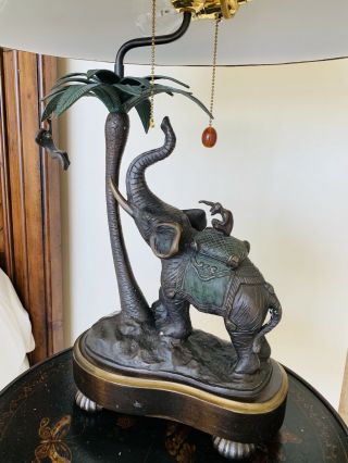 Frederick Cooper Elephant & Monkeys Coconuts Table Lamp - Vintage Playful 2