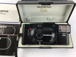Vintage Olympus Xa 35mm Rangefinder Camera W/a11 Electronic Flash Made Japan