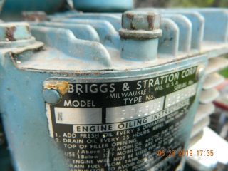Vintage Briggs & Stratton Model N Engine motor Military ? hand lever start runs 3