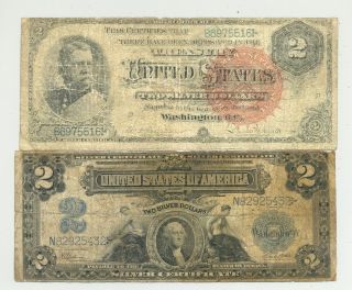 Rare $2 Series 1886 Gen.  Hancock And $2 1899 Silver Certificates