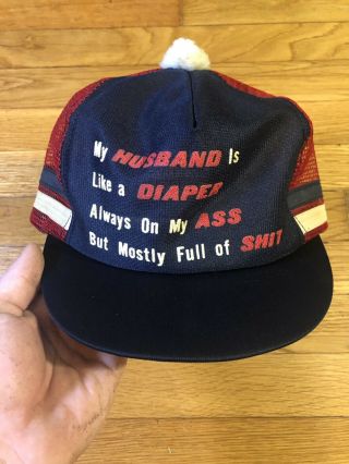 Vintage 3 Stripe Trucker Hat Red Navy Rare Hat Snapback