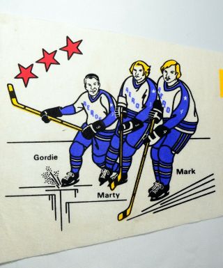 VINTAGE 1970s GORDIE MARTY & MARK HOWE HOUSTON AEROS HOCKEY PENNANT FULL SIZE 3