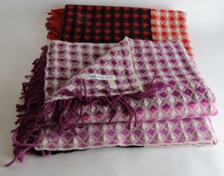 Vintage Designers Guild 100 Merino Lambswool Throw Blanket Woven In Lithuania