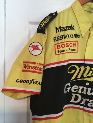 Vintage Rusty Wallace Stitched Ford Miller Draft Race Day Shirt XL 2