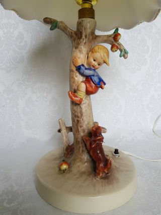 Vintage Goebel Hummel Culprits Table Lamp - 44A TMK2 - Boy in Apple Tree w/ Dog 2