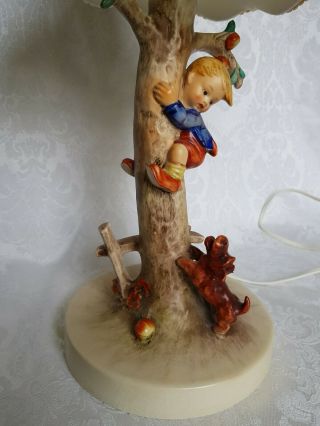 Vintage Goebel Hummel Culprits Table Lamp - 44A TMK2 - Boy in Apple Tree w/ Dog 3