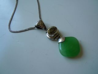 Imper.  Russia Pendant 84 Silver With Jade Stone & Citrine Crystal Faberge Design