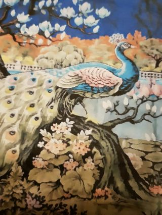 Large Vintage Handmade Wall Hanging Of A Peacock Made In Beirut C1950